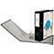 Black binder with open lid. Inscription: A4. An image on the lid.