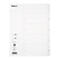 White divider sheets for folders with labels, numbers. Logo of Biella.