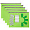 Green hanging folders with accessories like metal brackets and index cards. The bottom folder says "Bielo".