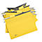 Yellow hanging file folders with metal frame and labels. The 'Biella' logo is visible.