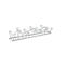 Metal bike rack, silver-colored, against a white background. Contains multiple parking positions.