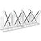 Metal bicycle rack with black supports. Freestanding for multiple bikes.