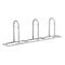 Metal bicycle rack. Three curved supports attached to a rectangular base.