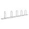 Metal bike rack with curved arches, five spaces.