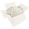 A white box with open lids, filled with white styrofoam packaging chips.