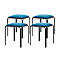Bistro kruk, 4 stuks, fluwelen zitting, blauw