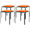 Bistro kruk, 4 stuks, fluwelen zitting, roest