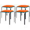 Bistro kruk, 4 stuks, zitting kunstleer, roest