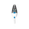 Weiß-grauer Black+Decker Dustbuster Handstaubsauger vor weißem Hintergrund.