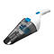 Weiß-schwarzer Black+Decker Dustbuster Handstaubsauger mit blauen Tasten auf weißem Hintergrund.