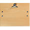 Light wood clipboard with metal clip and screws.