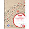 Cahier à spirales en papier recyclé brun avec symboles scientifiques et logo rouge Herlitz.