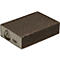 Un bloc de ponçage rectangulaire marron avec un coin gris clair. Imprimé : logo et '100'.