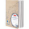 Bloc-notes à spirales Herlitz avec couverture en papier brun ornée de motifs scolaires.