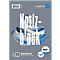Bloc-notes avec grandes lettres, design bleu-gris, ligné, 50 feuilles.
