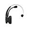 Ein schwarzes Headset mit Mikrofon, das für eine Seite des Kopfes ausgelegt ist. Auf weißem Hintergrund.