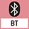 Bluetooth symbol on pink background. Below, 'BT' is in a white box.