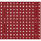 Rood vierkant bord met vierkante en ronde gaten.