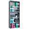 Boekenkast van hout, 5 OH, in hoogte verstelbare legborden, B 700 x D 400 x H 1780 mm, grijs