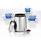 Boîte à café Caterado AVIGNON, ronde, volume 1,5 l, fermeture hermétique à vis, cuillère à portionner, Ø 125 x H 170 mm, inox/plastique, argenté