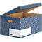 Boîte à couvercle rabattable Maxi BANKERS BOX® Décor, carton certifié FSC®, L 570 x l 367 x h 291 mm, pour formats DIN A4, bleu ardoise, 5 pièces.