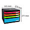 Boite à tiroirs BIG-BOX PLUS HORIZON QUER, A4+, 4 tiroirs semi-ouverts, butée coulissante/poignée recess/porte-étiquettes, étiquettes, Ange Bleu, noir-harlequin
