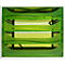 Plateau à lettres vert transparent avec 4 compartiments dans un cadre blanc.