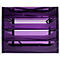 Système de porte-documents à quatre niveaux avec tiroirs violets semi-transparents et cadre blanc.