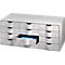Boîte à tiroirs Paperflow, A4, 12 tiroirs, extension partielle, façades fermées, poignée encastrée et porte-étiquettes, étiquettes, L 813 x P 342 x H 329 mm, PS, gris