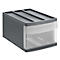 Boîte à tiroirs Rotho SYSTEMIX M, modulaire, 1 tiroir fermé, poignée encastrée, empilable, code QR, L 395 x l 255 x H 203 mm, PP, anthracite-transparent