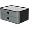 Boîte à tiroirs Smart-Box HAN Allison, 2 tiroirs avec cloisons de séparation, Support pour câble, empilable, plastique ABS, granite-gris