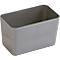 Boîte de rangement rectangulaire grise avec des coins arrondis.