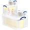Boîte de transport Really Useful Box, volume 19 l, L 395 x l 255 x H 290 mm, empilable, avec couvercle &amp; poignées rabattables, PP recyclé, transparent