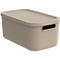Boîte de transport Rotho Albula, volume 12 l, empilable, avec couvercle amovible et trous de préhension, L 395 x l 235 x H 177 mm, plastique recyclé, marron