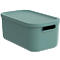 Boîte de transport Rotho Albula, volume 12 l, empilable, avec couvercle amovible et trous de préhension, L 395 x l 235 x H 177 mm, plastique recyclé, vert