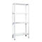 White shelf with four shelves on a white background.