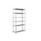 Gray, freestanding metal shelving unit with six shelves on a white background.