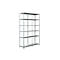 Metal shelving unit with 6 shelves. The silver construction stands against a white background.