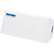 Wit whiteboard van Franken, blauwe letters. Schuine weergave.