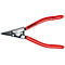 Rode borgveertang, merk KNIPEX, met zwarte punten en een zilveren middendeel. Opschrift: 46 1107. 5-13mm GERMANY.