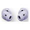 Zwei hellviolette In-Ear-Kopfhörer vor weißem Hintergrund. Die Ohrhörer sind mit einem 'L' und 'R' gekennzeichnet.