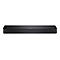 Schwarze, flache Bose Soundbar vor neutralem Hintergrund.