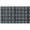 Dunkelgraue Platte mit quadratischen und runden Löchern. Die Anordnung ist regelmäßig.