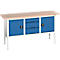 Bott verso box-type werkbank, met multiplex blad, 3 laden &amp; 2 deuren, B 1750 x D 600 x H 830 - 930 mm, RAL 7035 lichtgrijs / RAL 5010 gentiaanblauw