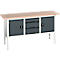 Bott verso box-type werkbank, met multiplex blad, 3 laden &amp; 2 deuren, B 1750 x D 600 x H 830 - 930 mm, RAL 7035 lichtgrijs / RAL 7016 antracietgrijs