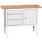 Bott verso box-type werkbank, multiplex blad, 3 laden &amp; 1 deur, B 1250 x D 600 x H 830 - 930 mm, RAL 7035 lichtgrijs