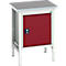 Bott verso box werkbank, linoleumblad, 1 deur, 1 plank, B 700 x D 600 x H 780 - 930 mm, lichtgrijs / paarsrood