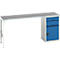 Bott verso onderbouwwerkbank, linoleumblad, 2 laden, 1 deur, 1 plank, B 2000 x D 600 x H 930 mm, lichtgrijs / gentiaanblauw