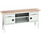 Bott verso werkbank in boxmodel, multiplexplaat, 2 laden, 2 deuren, 1 legplank, B 2000 x D 600 x H 830 - 930 mm, lichtgrijs