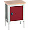 Bott verso werkbank in doosvorm, multiplexplaat, 1 deur, 1 legbord, B 700 x D 600 x H 780 - 930 mm, lichtgrijs/paarsrood